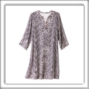 Soft Surroundings Raven Above Knee Length Dress 3/4 Sleeves Brown Size Large